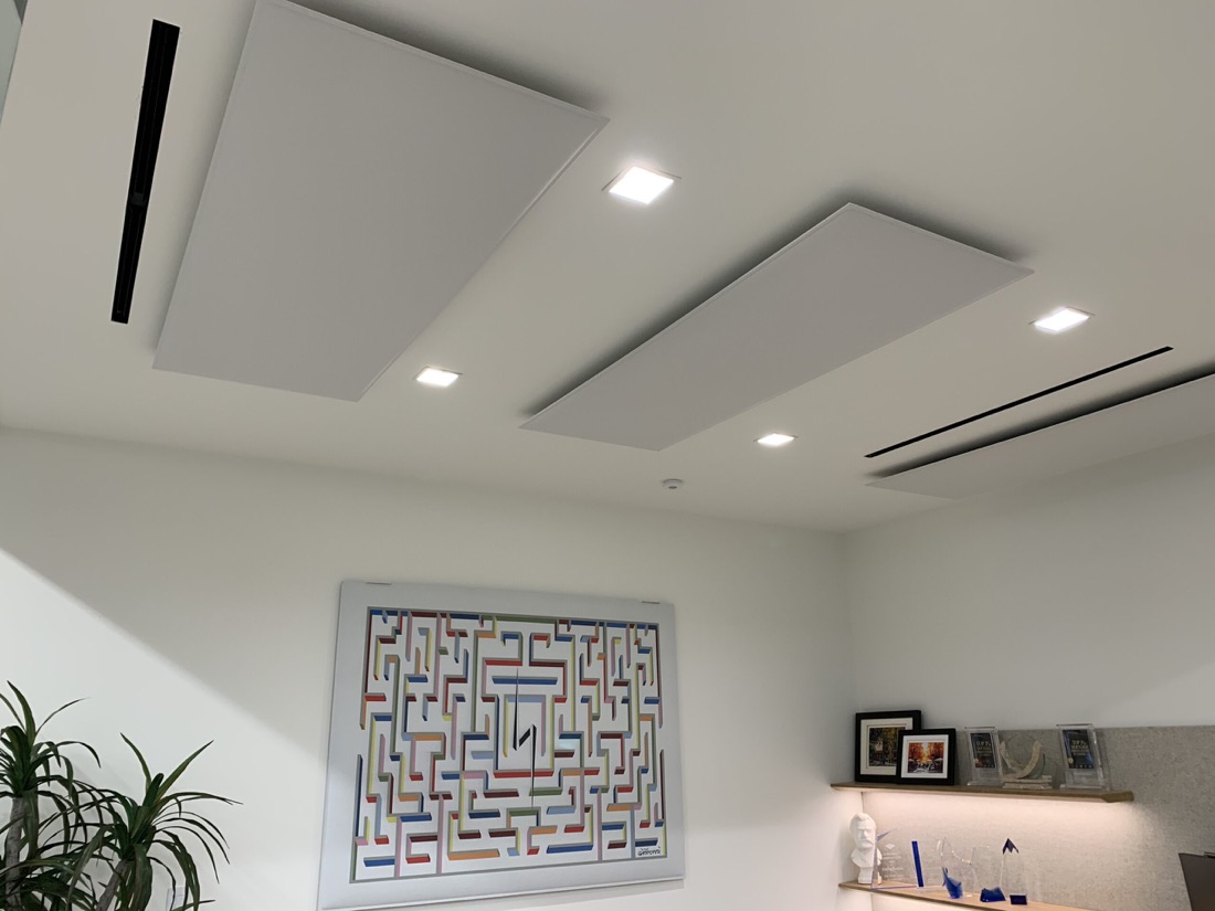 Snowsound Oversize panels flush-mounted on a ceiling