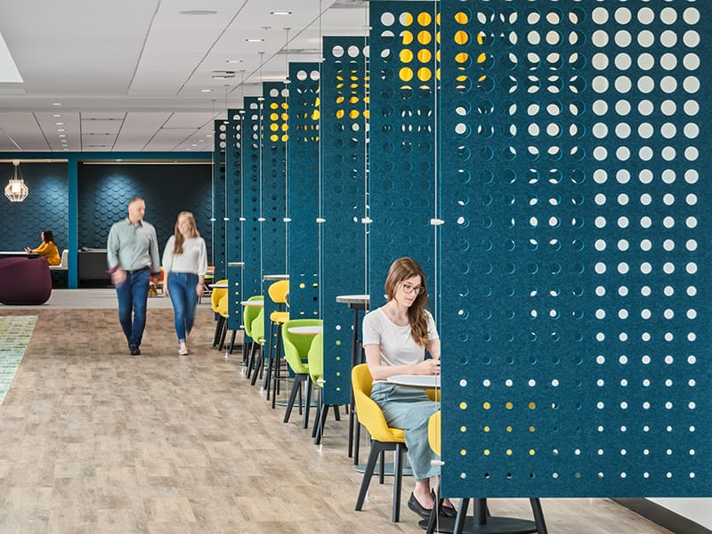 Soelberg MUTO acoustic dividers in a healthcare space